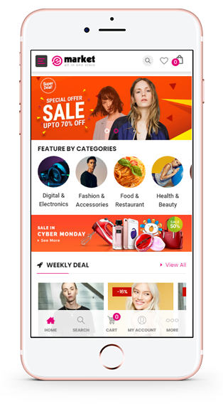 Home Mobile 3 - eMarket - Multi Vendor MarketPlace WooCommerce WordPress Theme