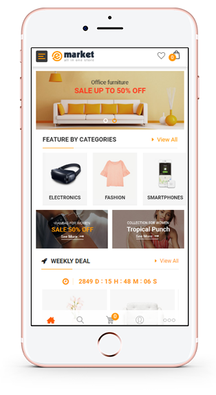 Home Mobile 1 - eMarket - Multi Vendor MarketPlace WooCommerce WordPress Theme