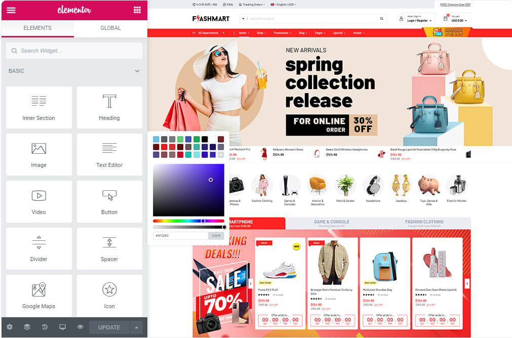 Elementor - FlashMart - Multi Vendor MarketPlace WooCommerce WordPress Theme