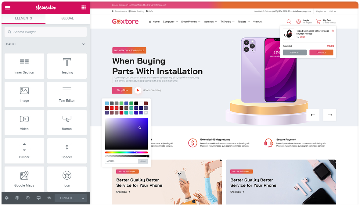 Elementor - Goxtore - Multi Vendor MarketPlace WooCommerce WordPress Theme