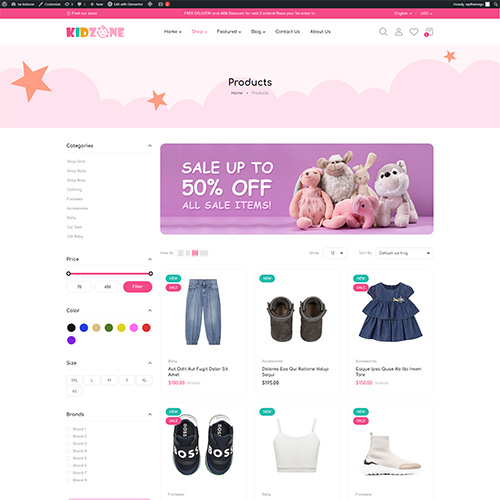 Shop Left Sidebar - Kidzone | Multipurpose Woocommerce Wordpress Theme| WPThemeGo