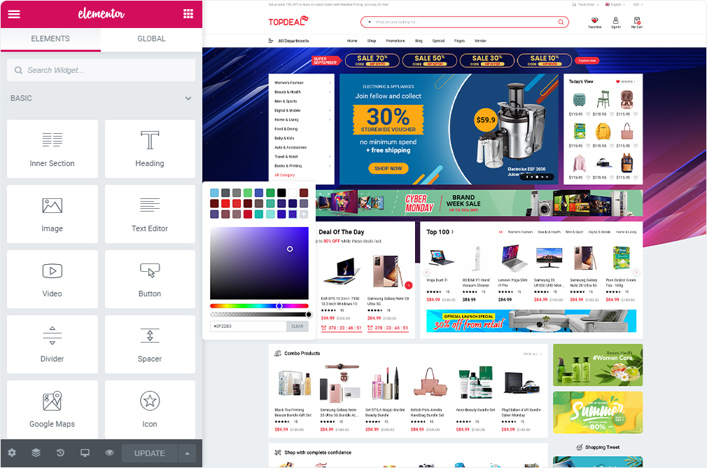 Elementor - TopDeal - Multi Vendor MarketPlace WooCommerce WordPress Theme